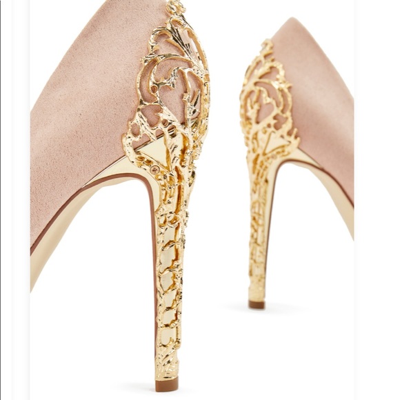 serena Shoes - Serena Gold Metallic Embellish heels